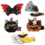 Lot de 5 barrettes  cheveux pour halloween serre - tte chapeau de sorcire citrouille pingles  cheveux ...