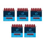 Lot de 5 botes de 6 cartouches dencre schneider rouge pour stylo plume roller