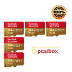 Lot de 5 carte m�moire micro sdxc sandisk extreme 256 go classe 10 u3 v30 jusqu� 190mb / s �critures ...
