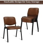Lot de 5 chaises visiteurs chaises dinvit�s empilables pu structure en acier 55�405�77 cm marron