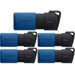 Lot de 5 cl usb 3. 2 gen 1 kingston datatraveler exodia m dtxm / 64go avec capuchon mobile (noir + bleu) ...