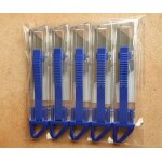 Lot de 5 cutters avec lame trapèze sécurité plastique Lot de 5 cutters avec lame trapèze sécurité plastique