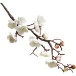 Lot de 5 fleurs artificielles de prunier blanc � longue tige imitation fleurs de cerisier en plastique ...