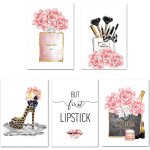 Lot de 5 impressions sur toile tendance pour chambre de fille parfum fleur rose affiches d�corations ...
