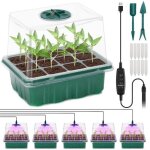 Lot de 5 mini serre de jardin - 60 cellules - plateau de d�marrage pour serre avec lampe � spectre complet ...