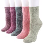 Lot de 5 paires de chaussettes thermiques d?hiver pour femme en laine paisse chaudes respirantes et ...