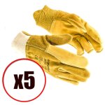 Lot de 5 paires de gants de travail et manutention cuir fleur de bovin en388 taille - taille 9