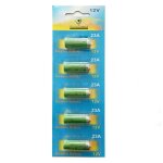 Lot de 5 piles alcaline type a23 / 23a compatibles lrv08 / l1028 / rvo8 / ms21 / mn21 / e23a / k23a / ...