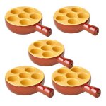 Lot de 5 po�lons � escargots 6 trous en porcelaine plat pour escargots avec poign�e passe au four et ...