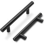Lot de 5 poign�es de meuble noires poign�es de porte cuisine en acier inoxydable finition mate entraxe ...