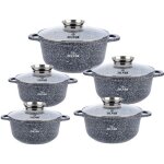 Lot de 5 pots en marbre 16 / 20 / 22 / 24 / 28cm zilner gris zl - 7055 - a Lot de 5 pots en marbre 16 / 20 / 22 / 24 / 28cm zilner gris zl - 7055 - a