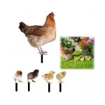 Lot de 5 poules d�coratives de jardin faites � la main statues de poule d�coration de jardin famille ...