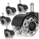 Lot de 5 roulettes pour chaise de bureau 11 x 22 mm ? 360� silencieuses pu anti - rayures charge 300 ...