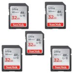 Lot de 5 sandisk cartes mmoire sdhc ultra 32 go classe 10 vitesse de transfert jusqu 120 mo / s