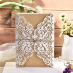 Lot de 50 cartes dinvitation dcoupes au laser avec inserts en carte kraft marron pour mariage fte prnatale ...