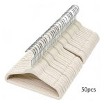 Lot de 50 cintres antid�rapants en velours pour enfants 28 cm beige pour v�tements b�b� et tout - petits ...