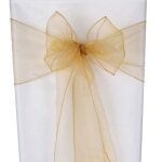 Lot 50 noeuds de chaise organza bapt�me f�te d�cor mariage nuptiale dor�