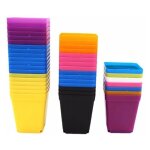 Lot de 50 petits pots de fleurs en plastique jardinires pour intrieur et extrieur pots carrs pour ...