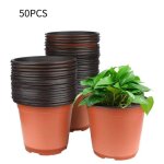 Lot de 50 pots de semis en plastique de 15 cm pots de fleurs dext�rieur pots de tomates en pot marron ...