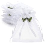 Lot de 50 sacs cadeaux en organza rose blanc avec cordon de serrage 102 x 127 cm sacs cadeaux pour cadeaux ... Lot de 50 sacs cadeaux en organza rose blanc avec cordon de serrage 102 x 127 cm sacs cadeaux pour cadeaux ...