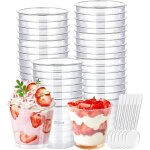 Lot de 50 tasses � dessert 200ml ensemble de tasses � dessert tasse � dessert r�utilisable avec cuill�re ...