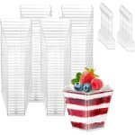 Lot de 50 tasses � dessert avec cuill�res - 120ml / 4oz plastique r�utilisable - pour tiramisu mousse ...