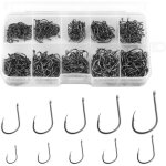 Lot de 500 hame�ons de p�che en 10 tailles hame�ons � ?illet rond en acier au carbone pour la p�che � ...