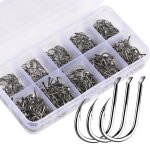 Lot de 500 hameons de pche en acier carbone avec ardillon pour la pche en eau douce et sale tailles ...