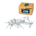 Lot de 500 - rivet pop aveugle t�te plate aluminium / acier 4x16 mm