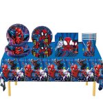 Lot de 51 de vaisselle assiette anniversaire bleu spiderman enfants fte assiettes en carton serviette ...