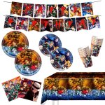 Lot de 52 de vaisselle assiette anniversaire enfants f�te assiettes en carton serviette gobelets - motif ...