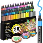 Lot de 58 marqueurs de peinture acrylique à pointe de 3 mm pour peinture sur roche toile bois céramique ... Lot de 58 marqueurs de peinture acrylique à pointe de 3 mm pour peinture sur roche toile bois céramique ...