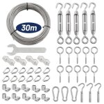 Lot de 59 corde cable acier inoxydable de 30 m - avec ?illets - tuteurs pour plantes grimpantes cordes ... Lot de 59 corde cable acier inoxydable de 30 m - avec ?illets - tuteurs pour plantes grimpantes cordes ...