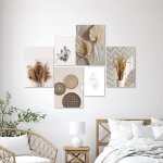 Lot de 6 affiches d�coration murale beige modern tableaux posters pour salon chambre cuisine 4 x30x42cm ...