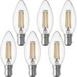 Lot de 6 ampoules led b15 ba�onnette � filaments vintage bougie c35 sans scintillement � vis ? 4 w (�quivalent ...