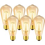Lot de 6 ampoules led edison st64 e27 6w (�quiv. 48w) 2200k blanc chaud ambre - vintage