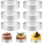 Lot de 6 anneaux cercle � tarte 8 cm en acier inoxydablecercle a tartecercles � tartelettecercle perfor� ...