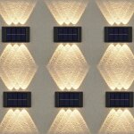 Lot de 6 appliques murales solaires dext�rieur �tanches pour cl�ture jardin patio (blanc chaud paquet ...