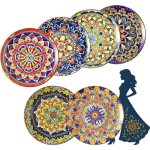 Lot de 6 assiettes en cramique style bohme - idales pour salade dessert entre petit - djeuner - ...