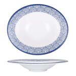 Lot de 6 assiettes ovales yaba 369g plat de service creuses raffin� en porcelaine bleu fonc� en style ...
