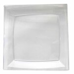 Lot de 6 assiettes en plastique r�utilisable carr�es 23cm transparent