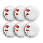Lot 6 assiettes plates coquelicot 27cm en porcelaine