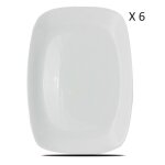 Lot de 6 assiette plate  dessert plat de service rectangulaire en verre - longueur 21. 7 x profondeur ...