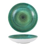 Lot de 6 assiettes rondes eva 306g plat de service creuses raffin en porcelaine motif spiral vert - ...