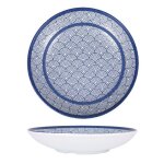 Lot de 6 assiettes rondes yaba 397g plat de service creuses raffin� en porcelaine bleu fonc� en style ...