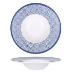 Lot de 6 assiettes rondes yaba 397g plat de service creuses raffin� en porcelaine bleu fonc� en style ...