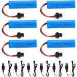 Lot de 6 batteries lipo 37v 800mah avec connecteur sm - 2p et chargeur usb ? compatible mod�les c2 d828 ...