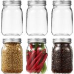 Lot de 6 bocaux mason jar 500 ml en verre avec couvercle - hermtique pour confitures cornichons prparation ...