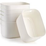 Lot de 6 bo�tes de rangement en plastique avec poign�e blanches pour salle de bain cuisine �cole bureau ...