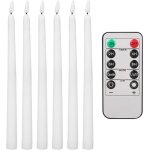 Lot de 6 bougies coniques sans flamme  led avec tlcommande  10 touches fonctionnement  piles 28 ...